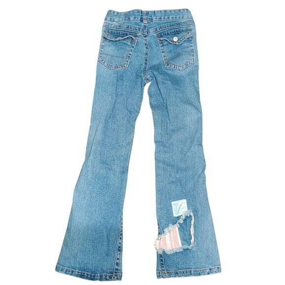 Mary Kate Ashley 12 Big Girls Vintage Y2K Patchwork Distressed Flare Jeans Denim - Picture 2 of 7